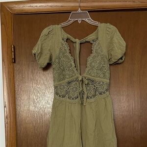 Free People Olive Crochet Maxi Dress